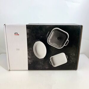 Staub Ceramique 4 Piece Rectangular Oval Baking Dish Set White